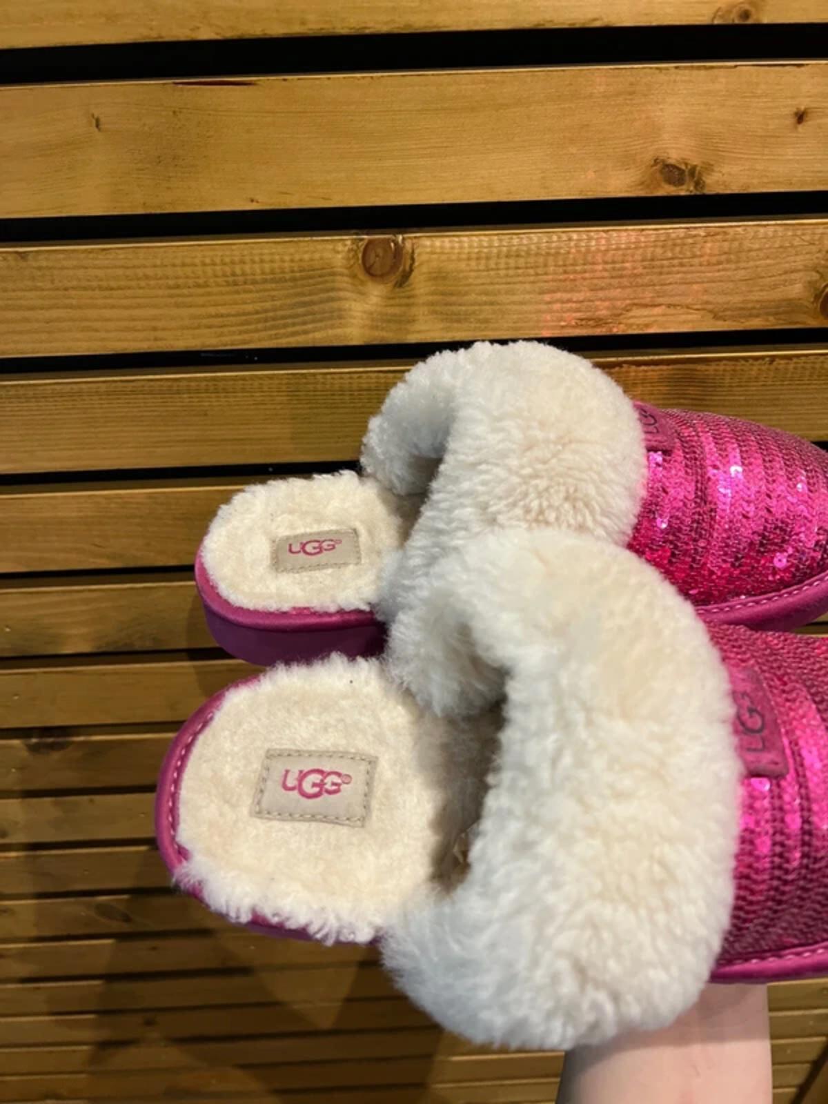 UGG Pink Sequin House Slippers UK2