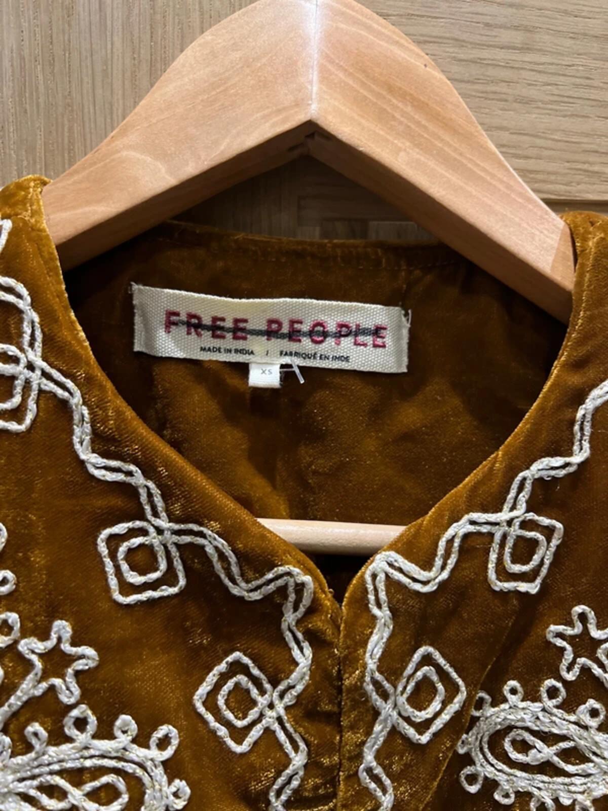 Free People Mia Embellished Brown Velvet Jacket XS NEW
