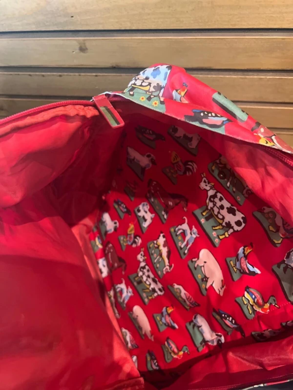 Cath Kidston Farm Animal Print Red Laptop Rucksack