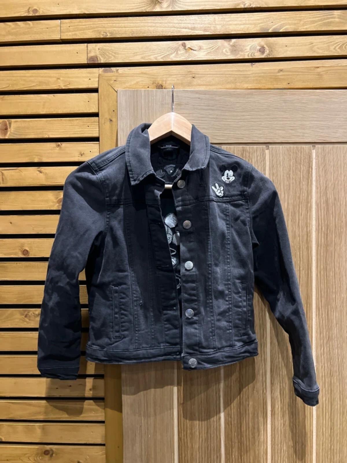 Disney Mickey Mouse Black Distressed Denim Jacket 8-9Y