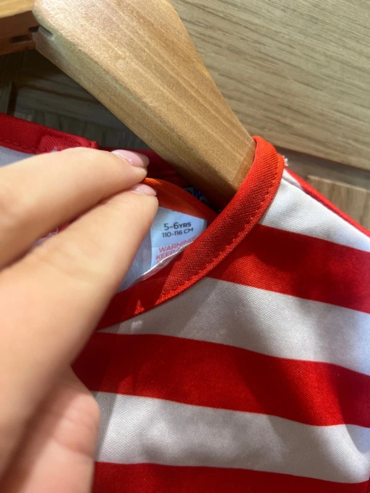 Where’s Wally Striped Long Sleeve Top Fancy Dress Costume 5-6Y