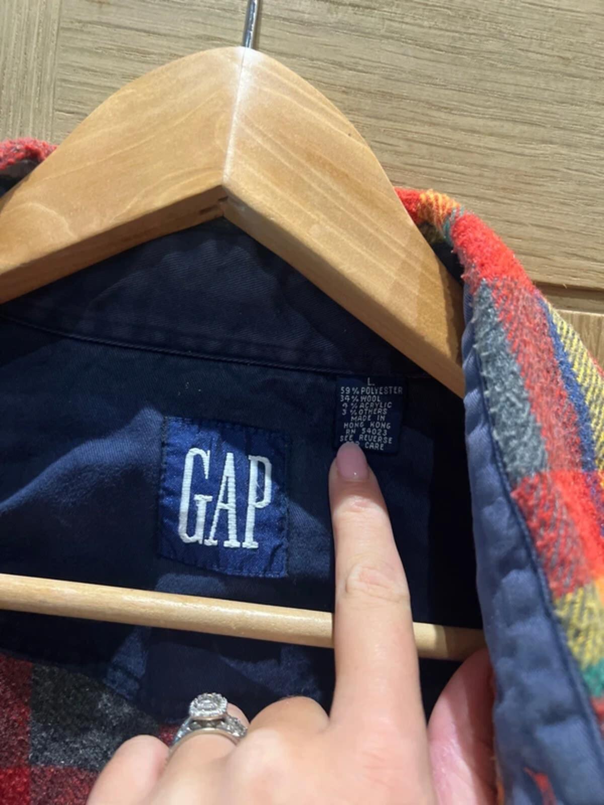 Vintage 1990's GAP Red Plaid Over Shirt L