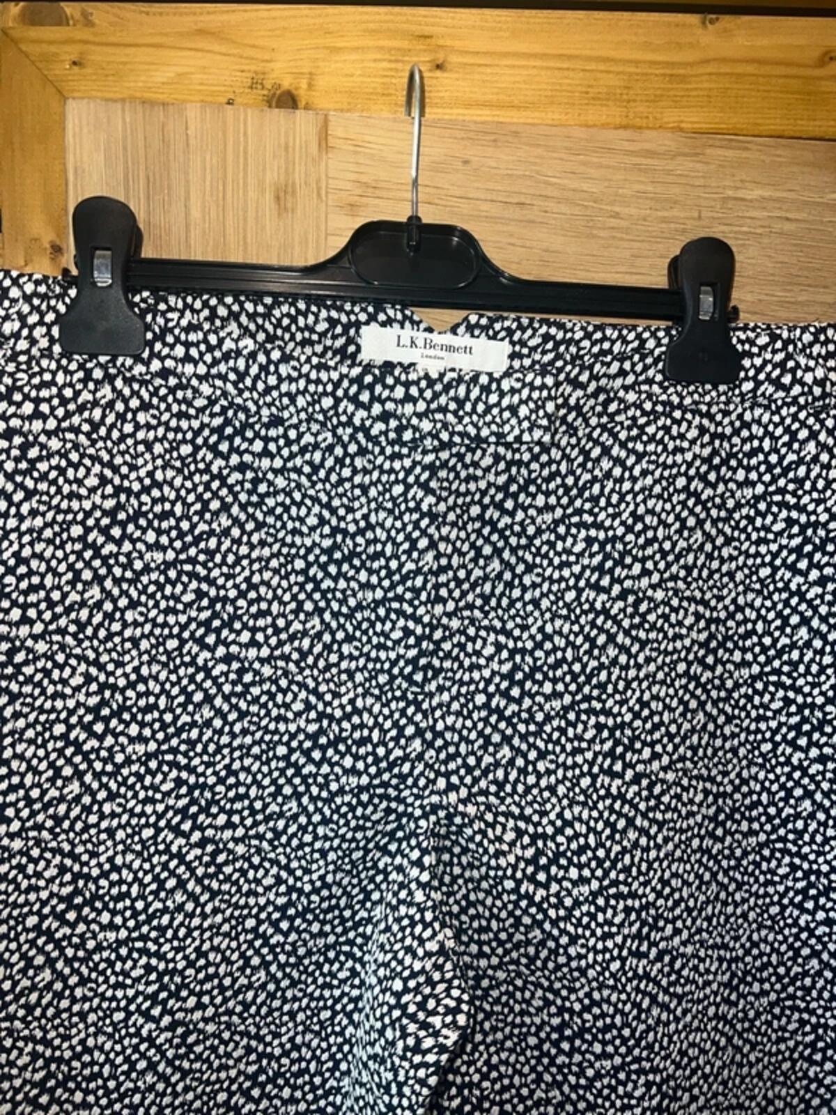 L.K.Bennett Black & White Print Tailored Trousers 14