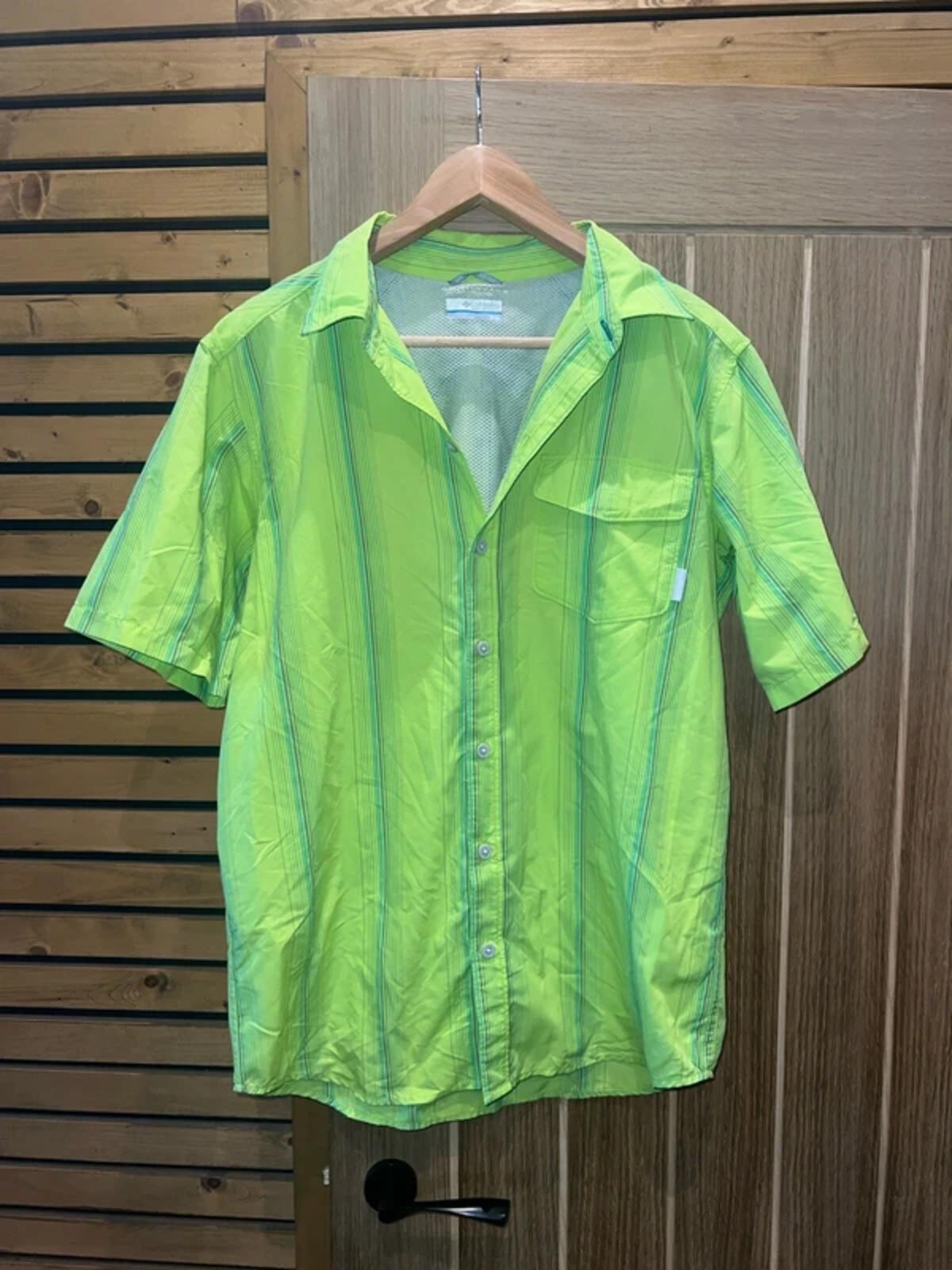 Columbia Omni-Shade Lime Green Fishing Shirt M