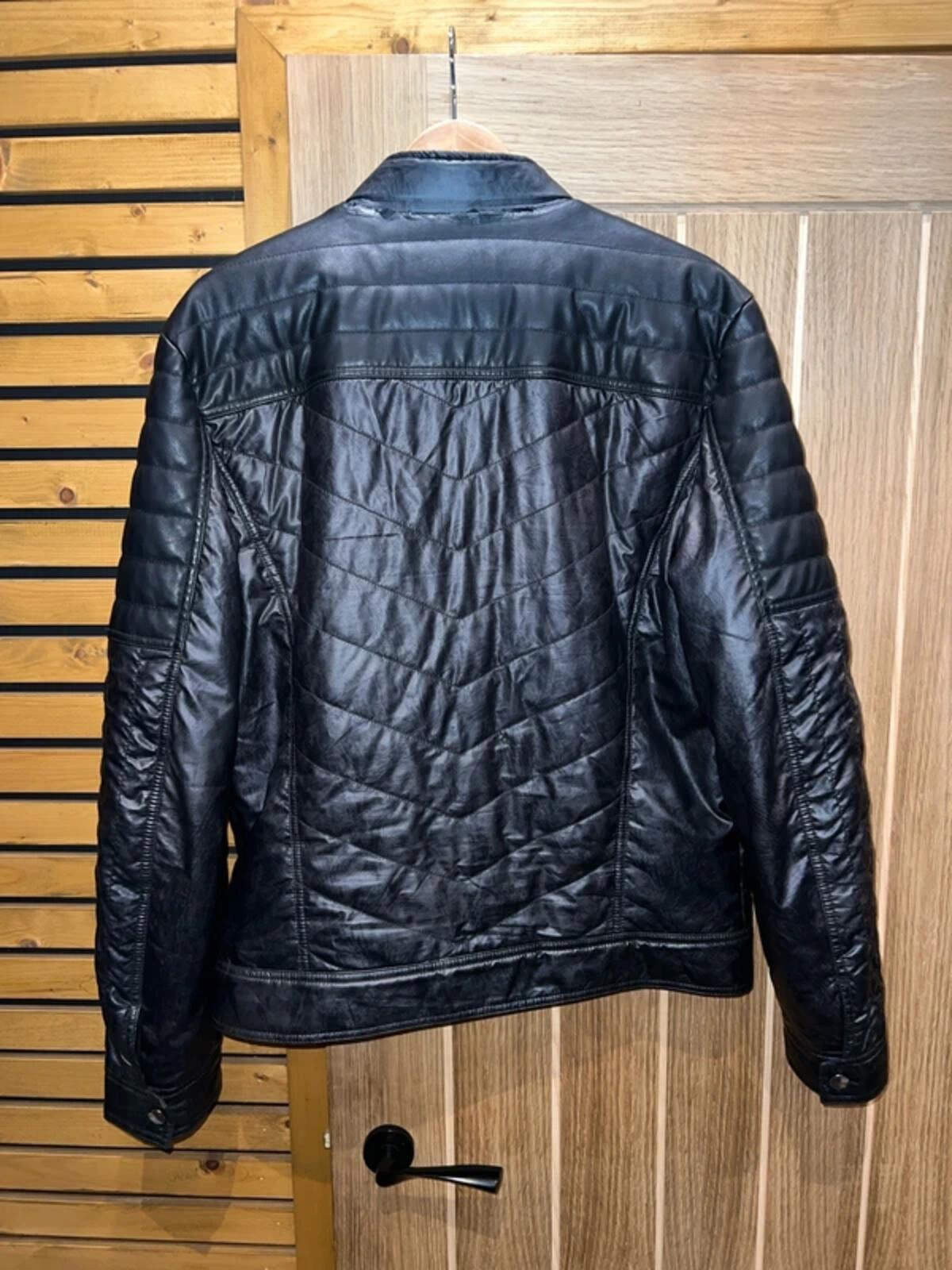 GUESS Faux Leather Quilted Biker Jacket L