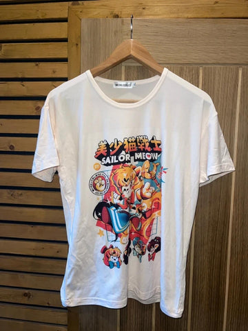 Sailor Meow Japanese Pop Art Cat T-Shirt XL