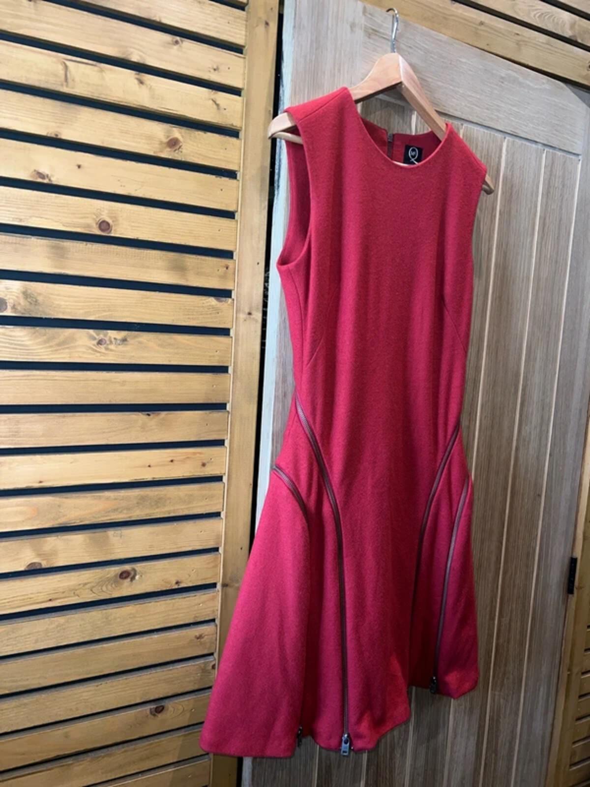 Alexander McQueen Red Wool Zipper Dress 14