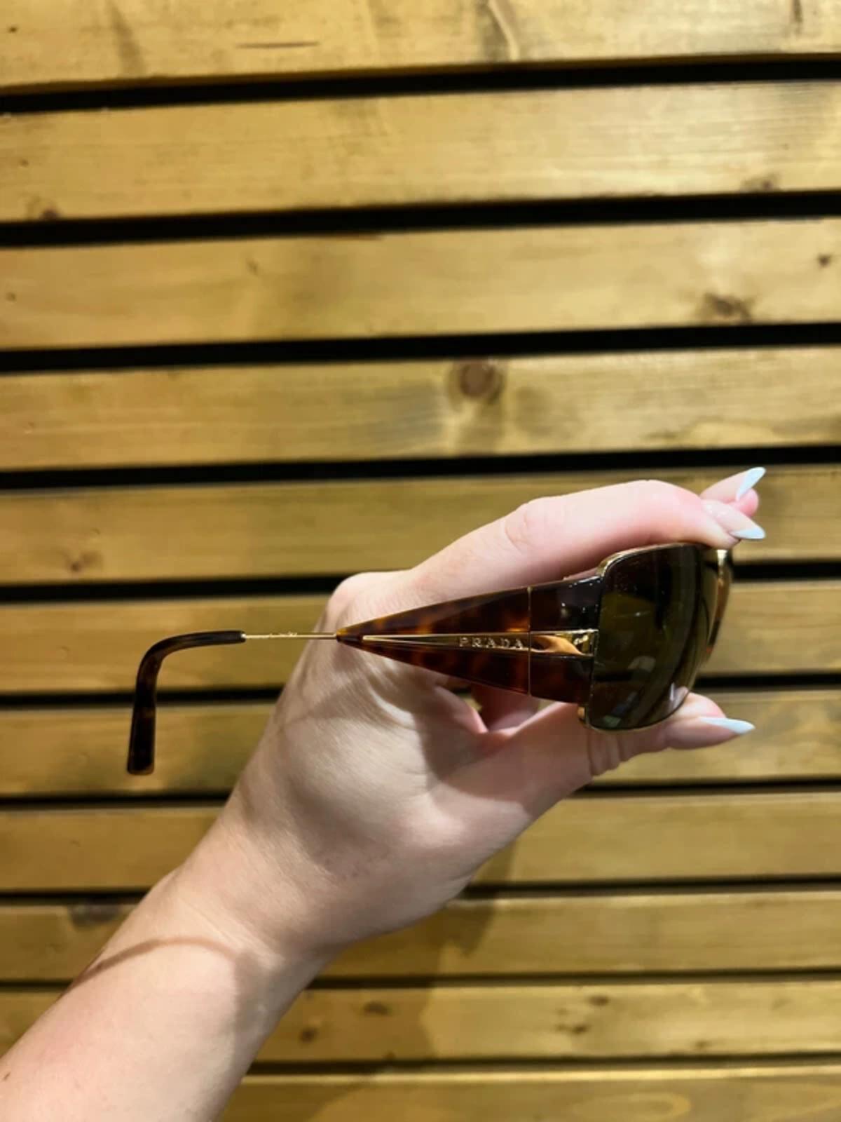 Prada Vintage SPR 55H Square Tortoise Sunglasses With Case