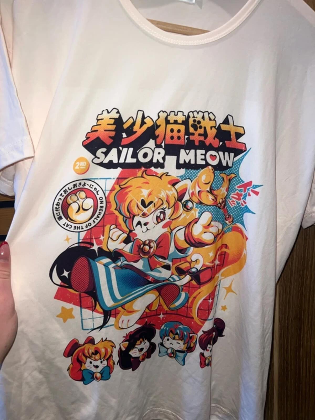 Sailor Meow Japanese Pop Art Cat T-Shirt XL