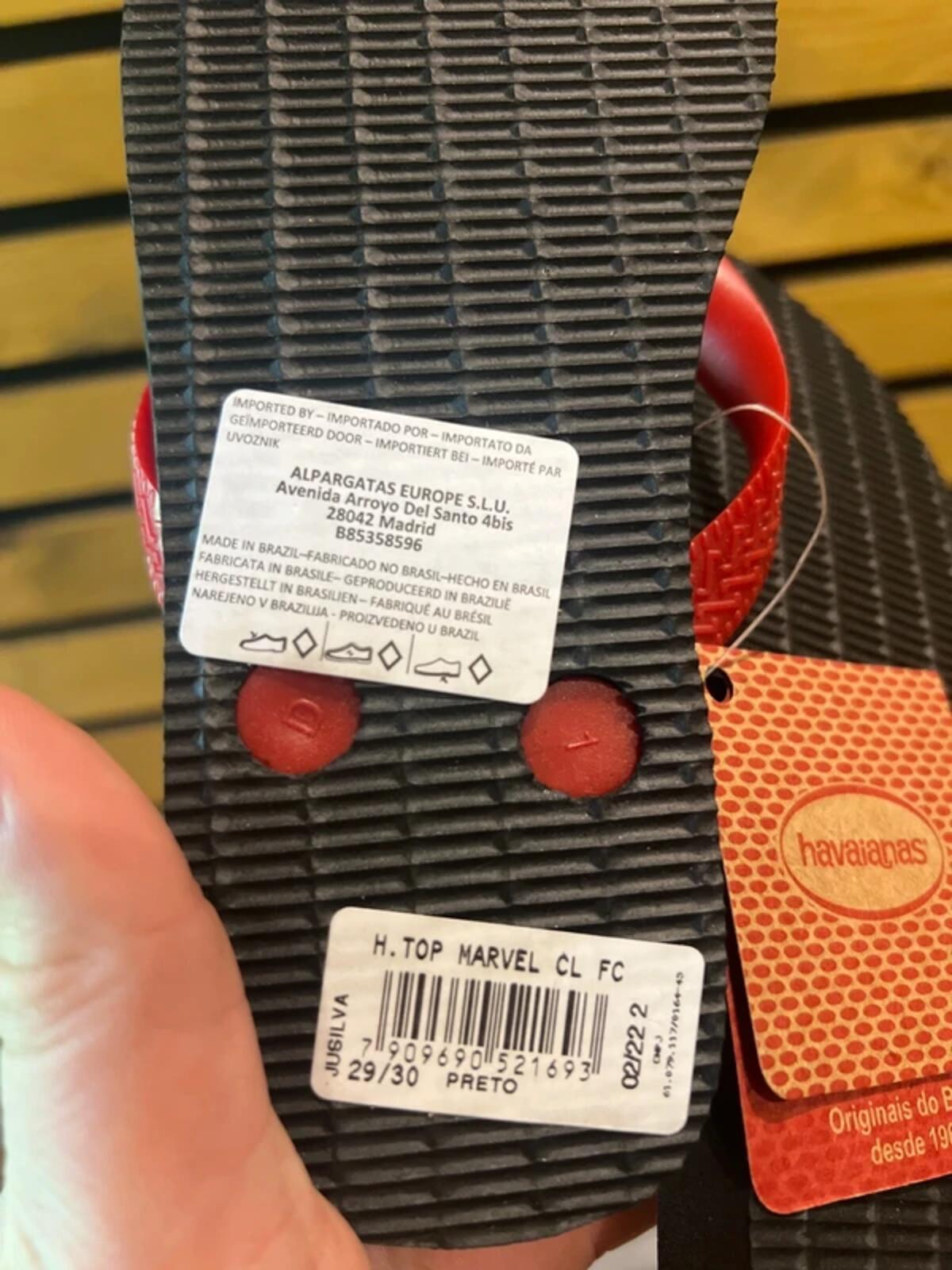 Havaianas Marvel Spiderman Flip Flops UK12/13 NEW
