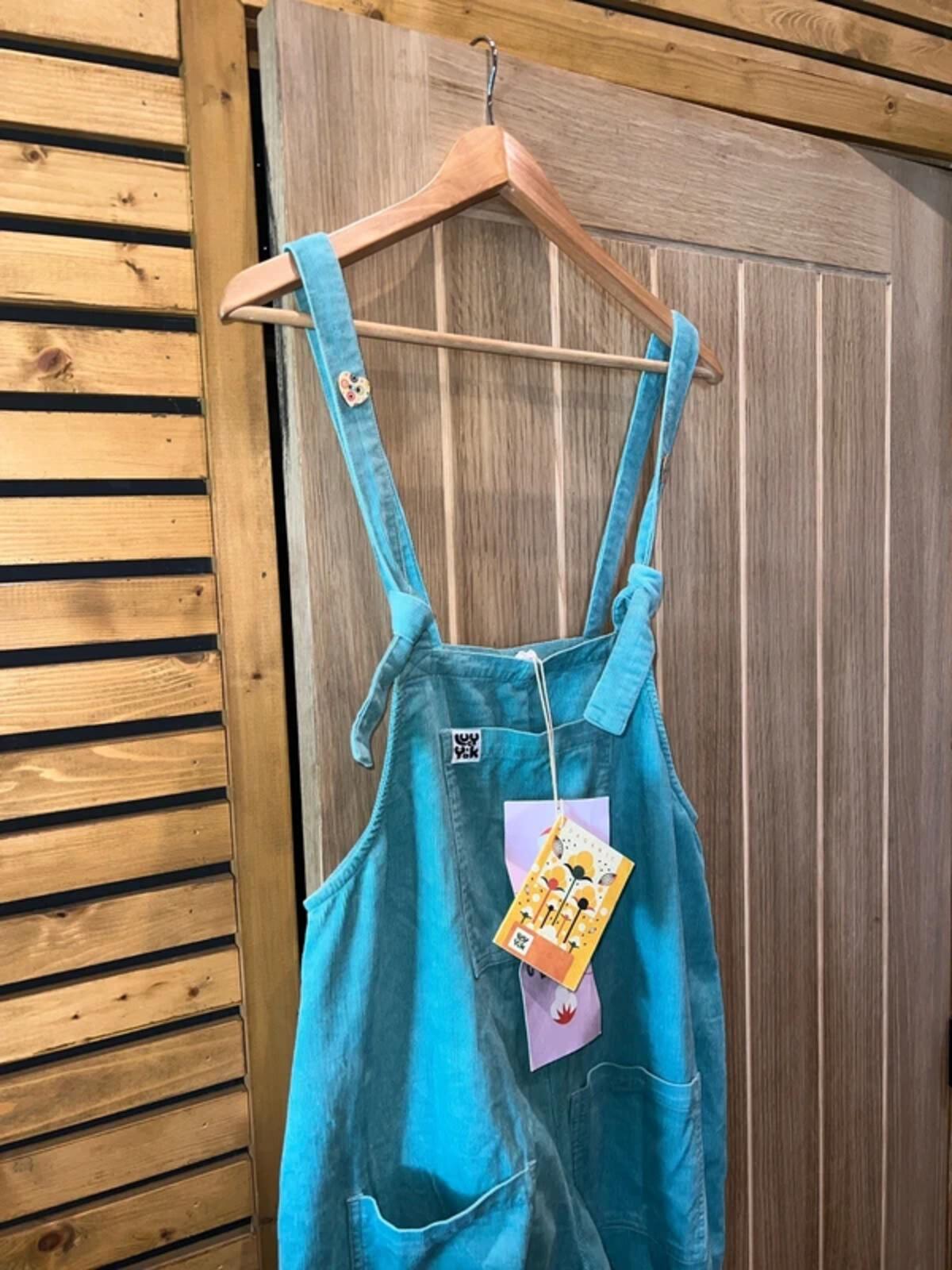 Lucy & Yak Turquoise Corduroy Dungarees 10L NEW
