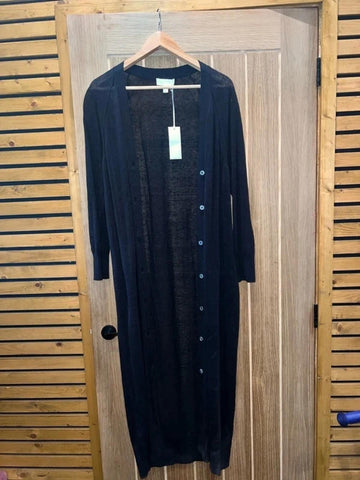 The White Company Longline Black Cardigan M NEW