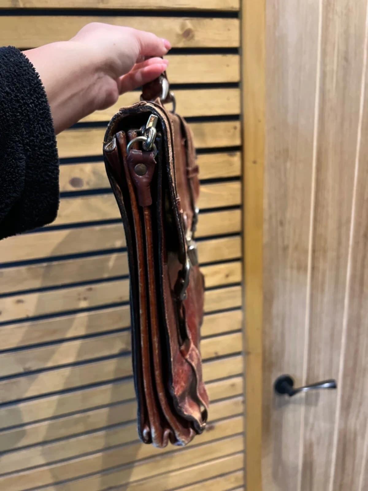 Vintage Brown Leather Messenger Satchel Bag