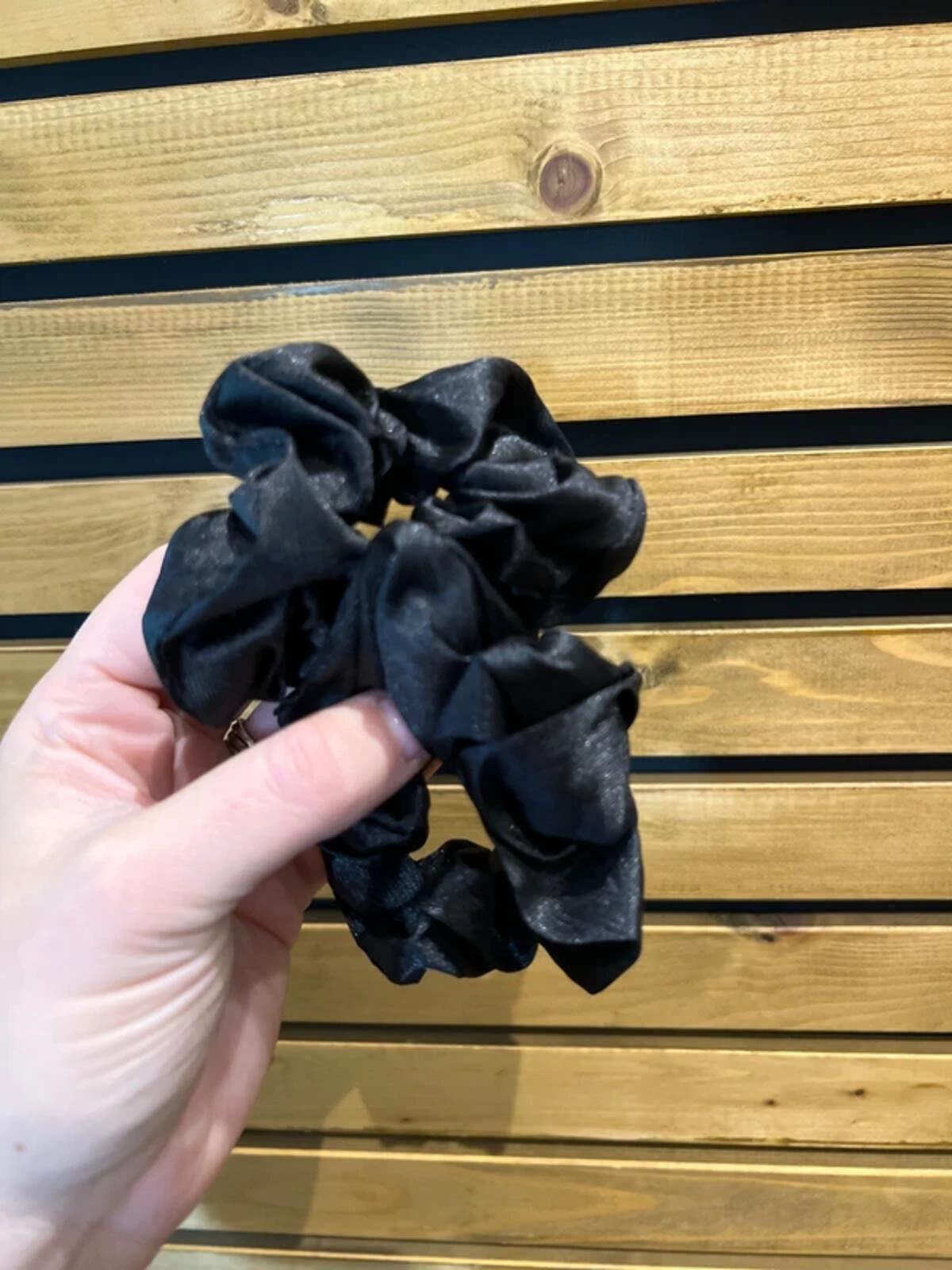 12 Pack of Premium Satin Black Hair Scrunchies