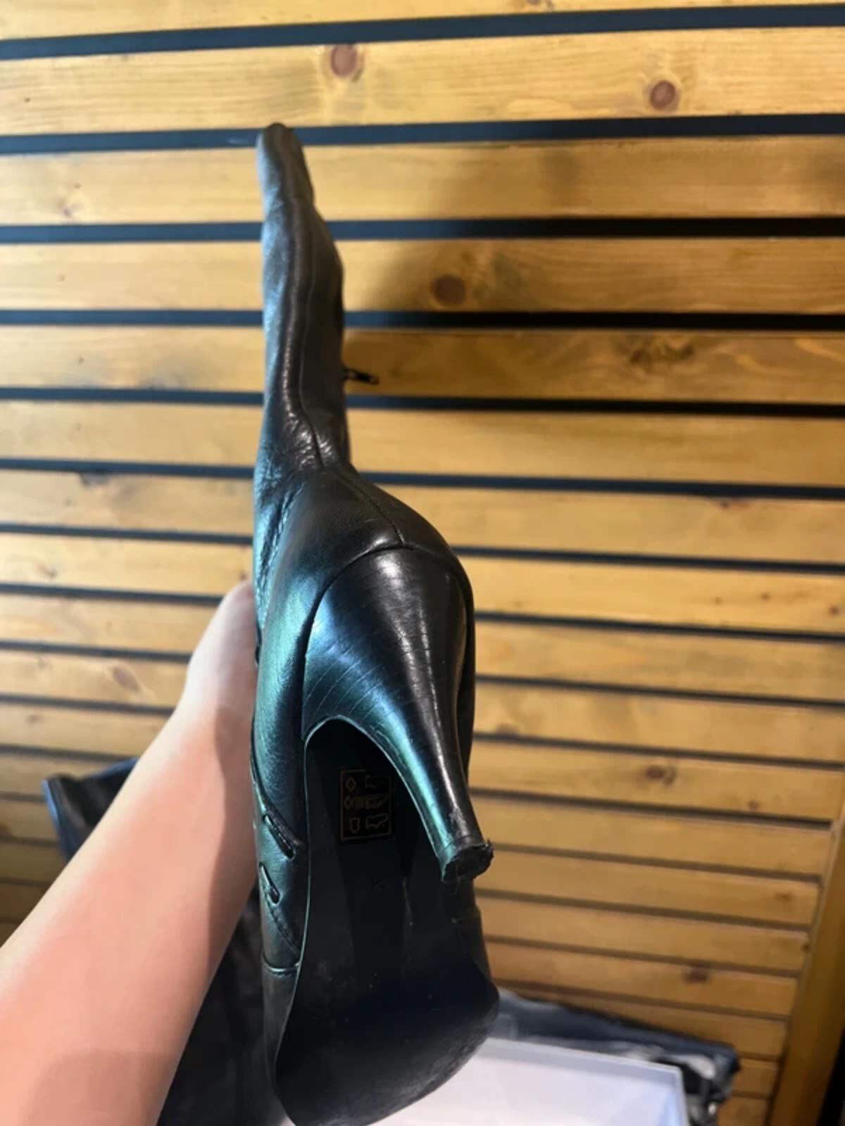Wallis Black Long Leather Boots UK5