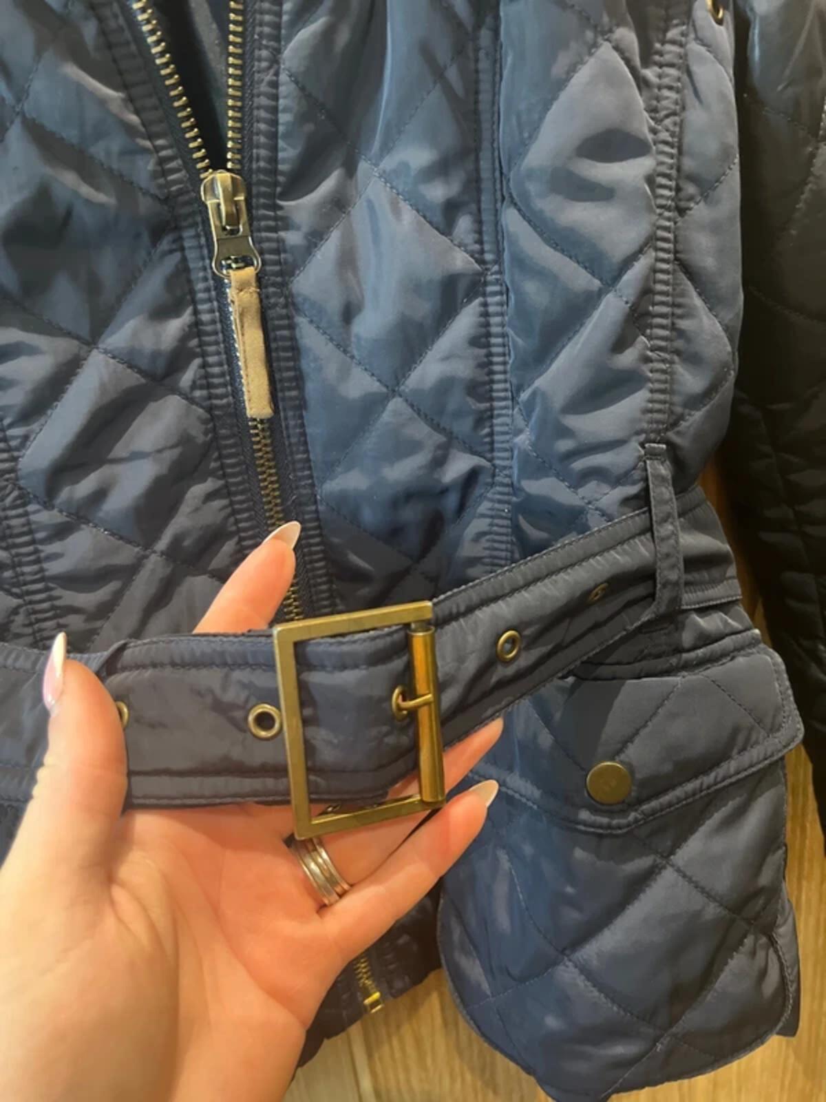 Zara Navy Diamond Quilted Jacket M