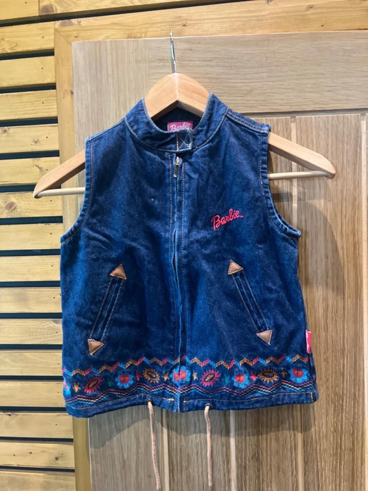 Vintage Barbie Denim Zip Biker Vest 6-7Y