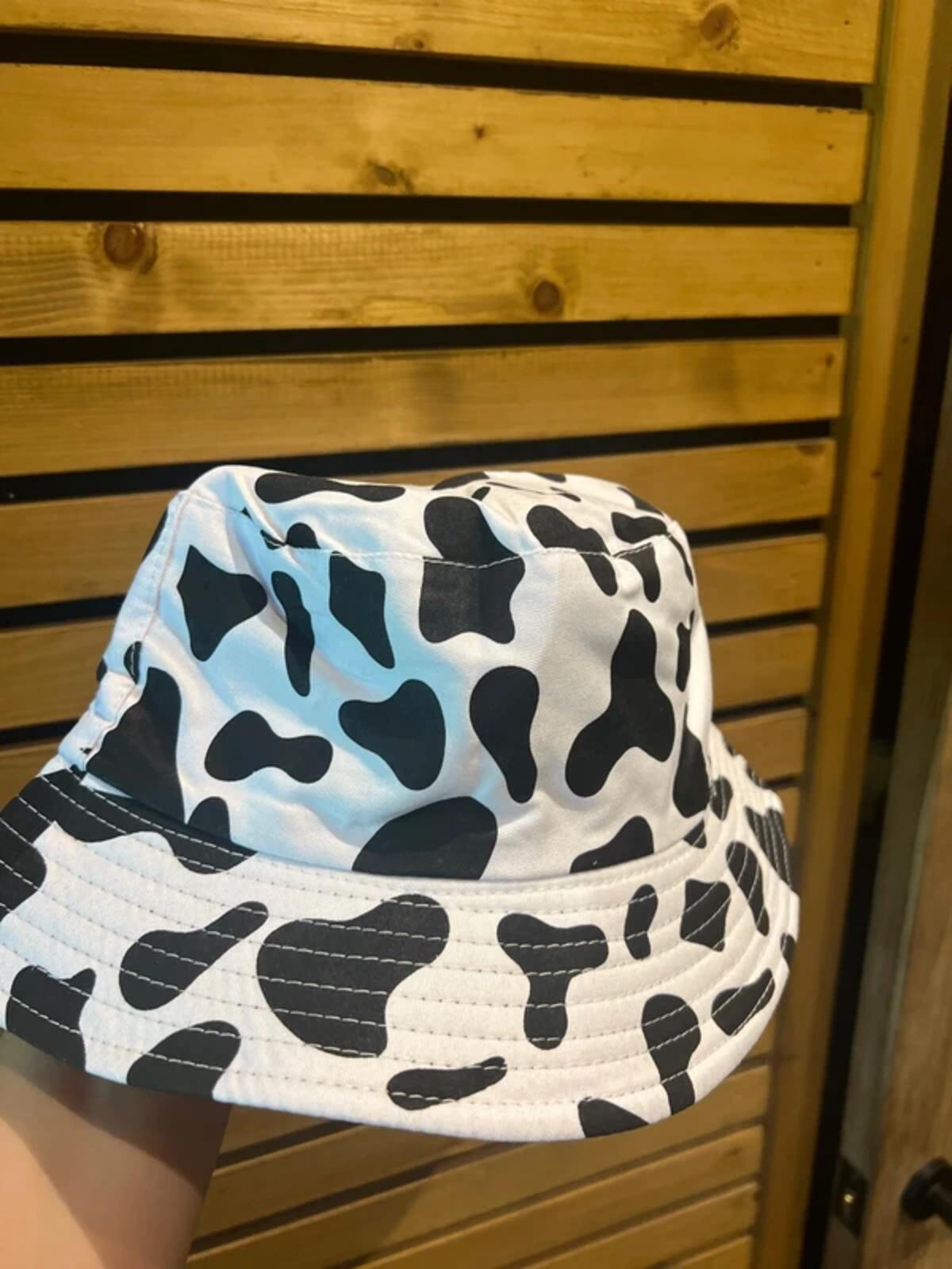 Cow Print Reversible Festival Bucket Sun Hat NEW