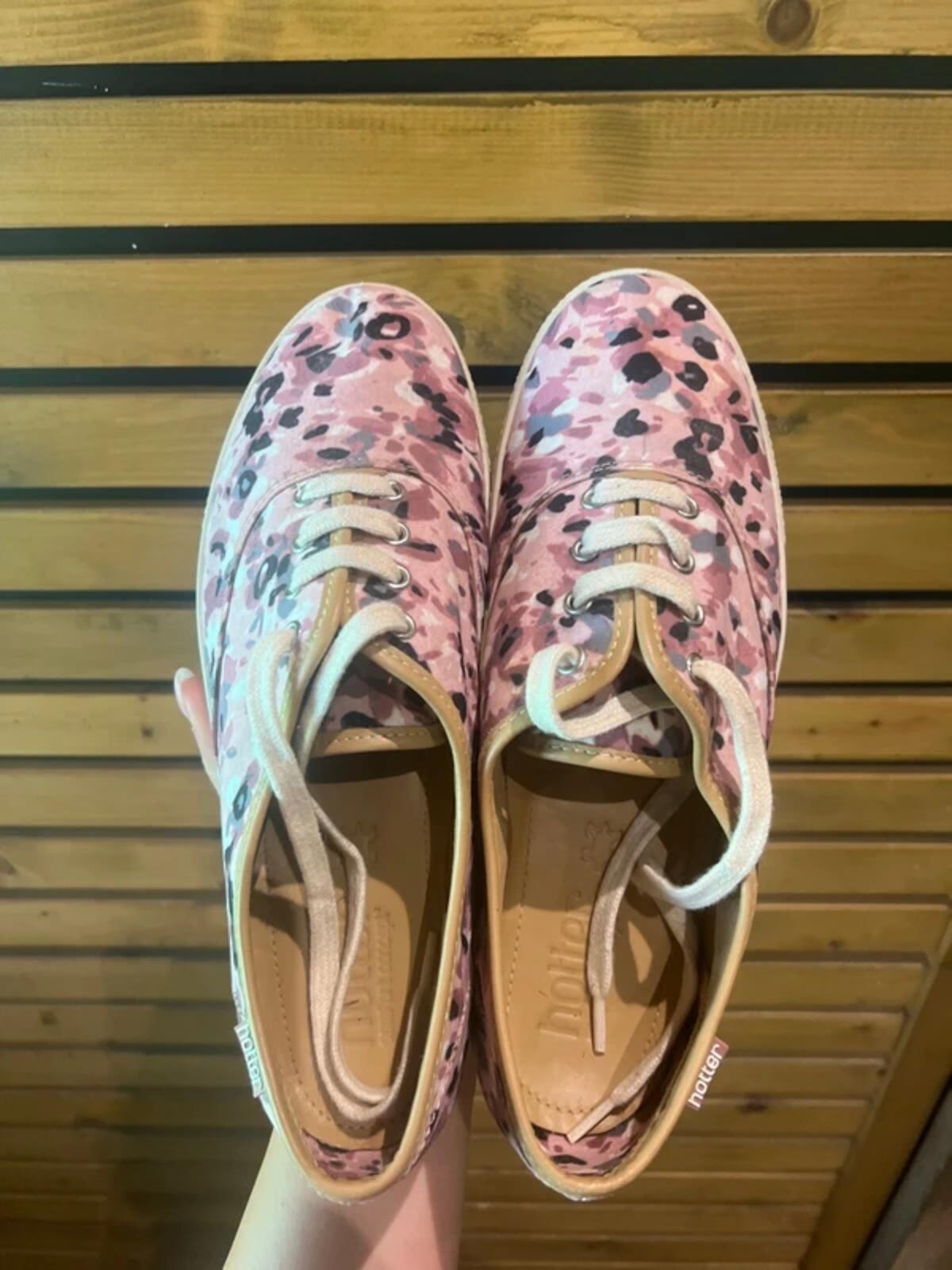 Hotter Mabel Oxford Pink Floral Pumps Canvas Shoes UK6.5