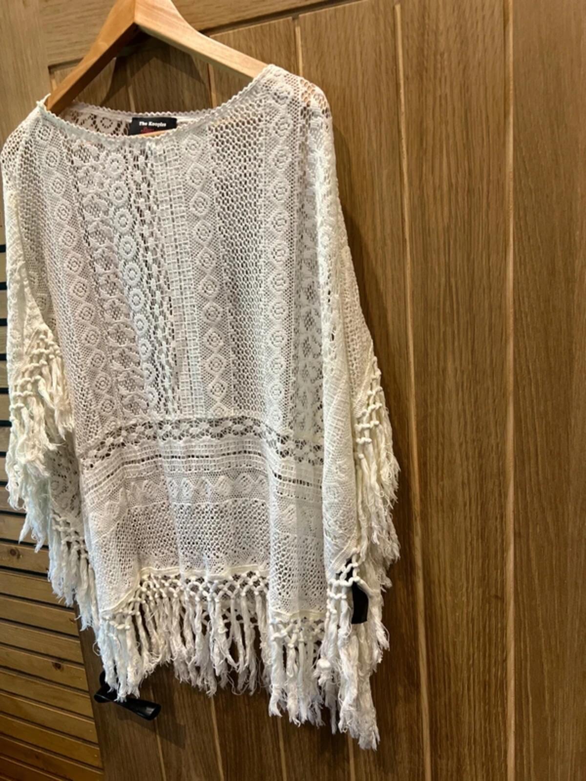 The Kooples Sunrise Designer Lace Broderie Boho Poncho