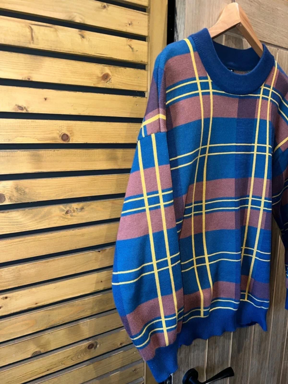 Sapenzyo Plaid Knit Crew Neck Jumper M-L