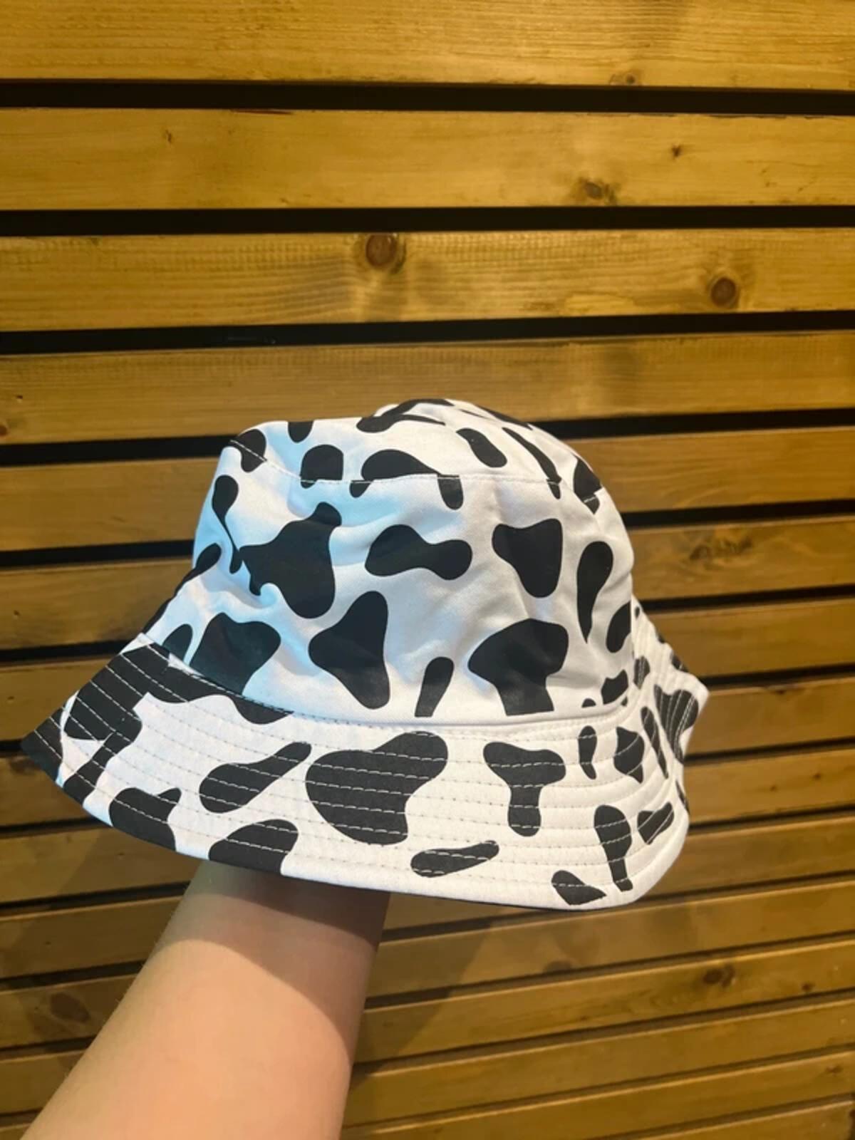Cow Print Reversible Festival Bucket Sun Hat NEW