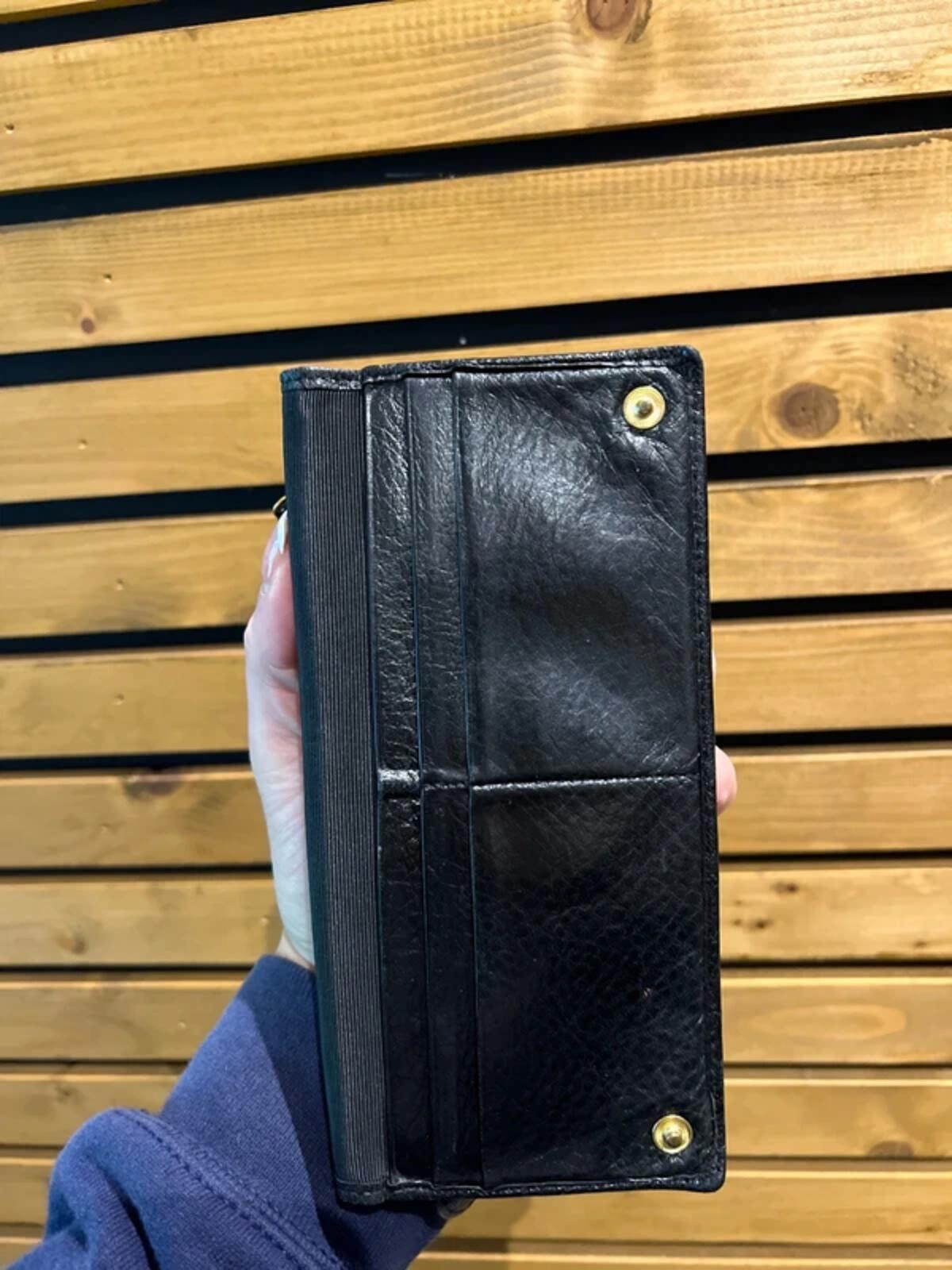 Vintage Mulberry Black Grained Leather Continental Purse Wallet