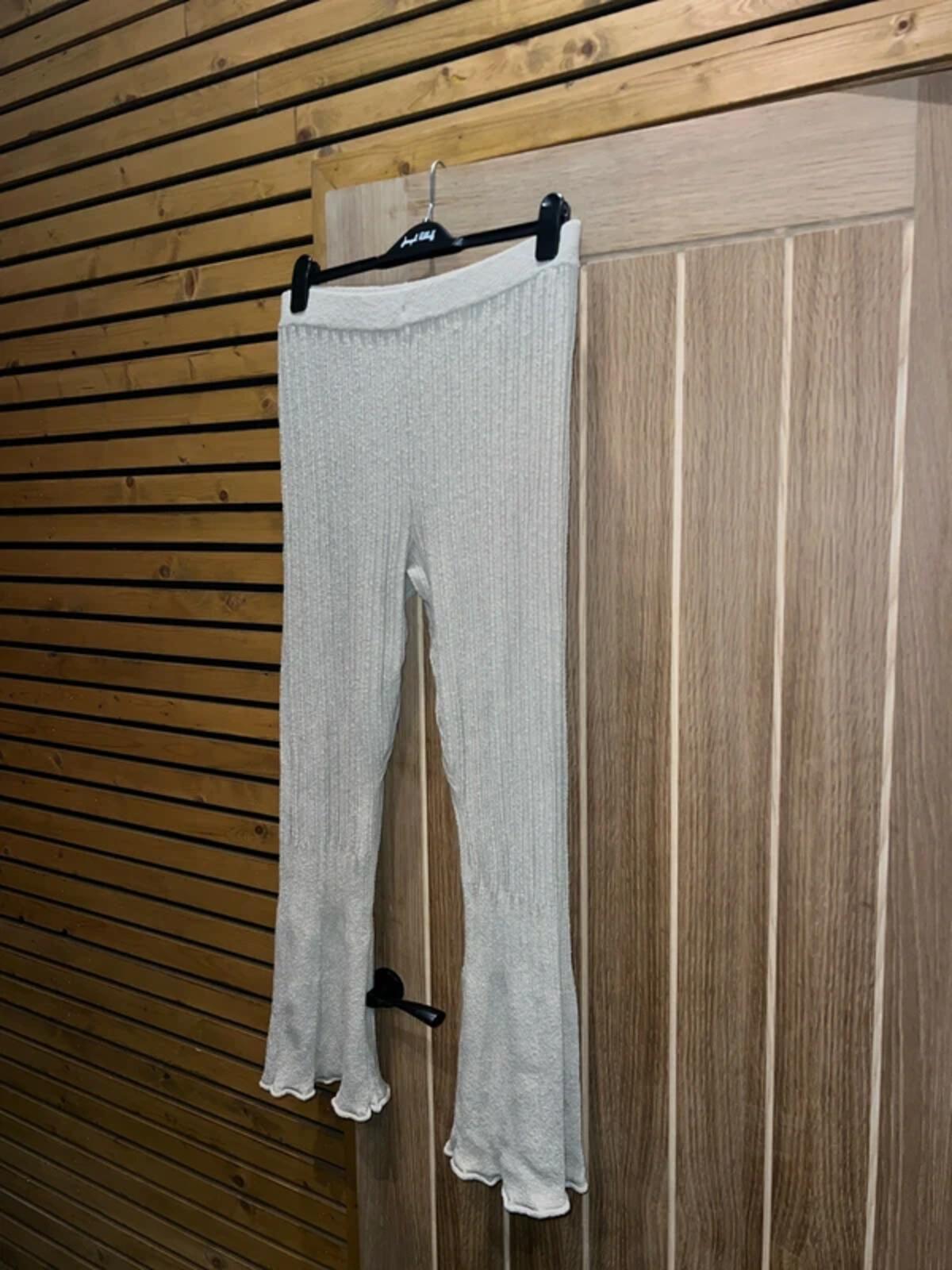 Free People FP Beach Ribbed Knit Flare Trousers L NEW