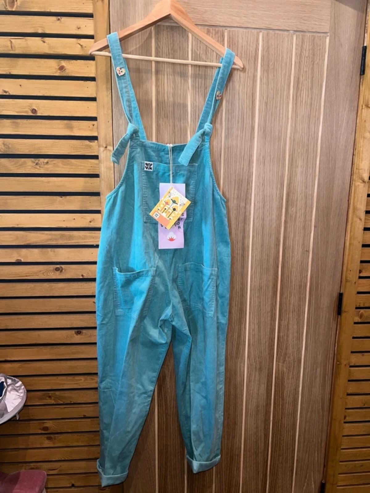 Lucy & Yak Turquoise Corduroy Dungarees 10L NEW