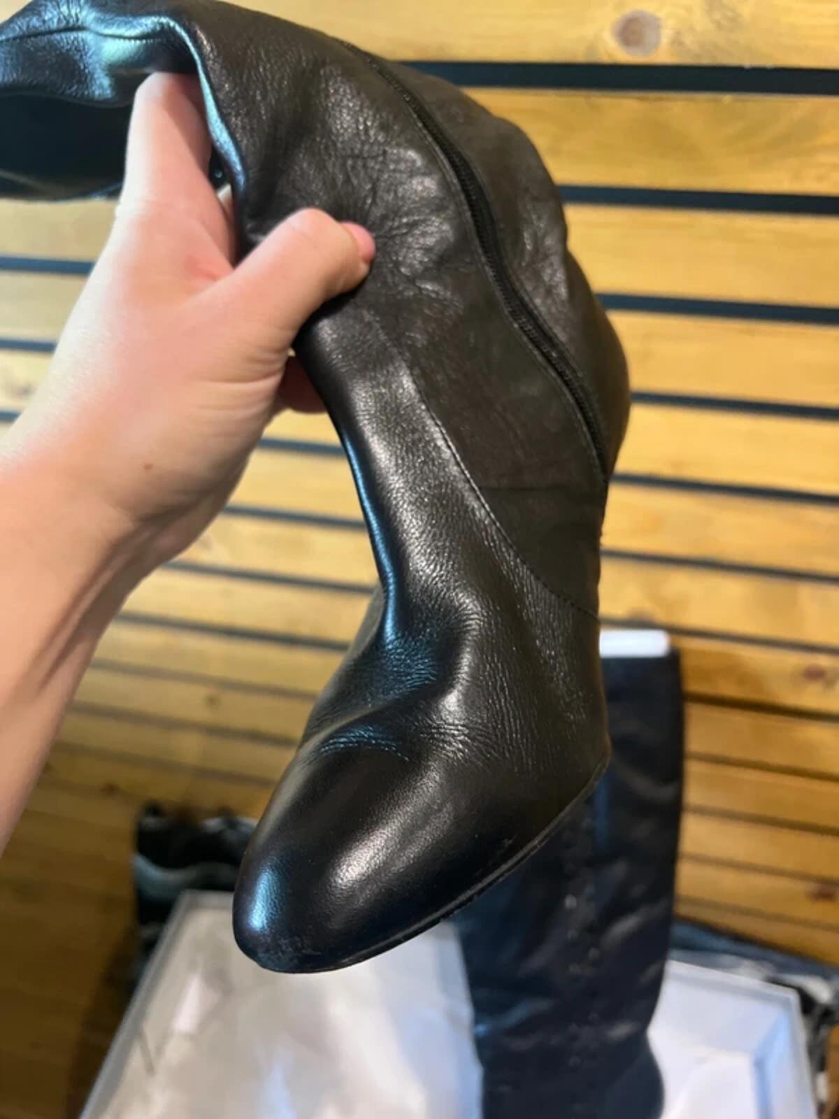 Wallis Black Long Leather Boots UK5