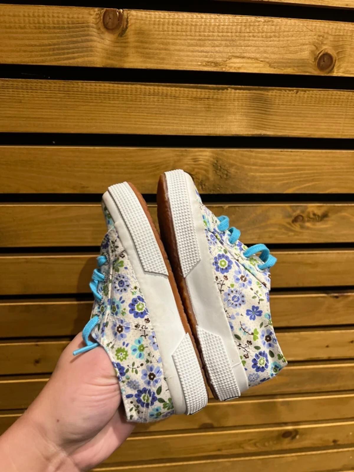 Superga Blue Floral Canvas Trainers UK7.5