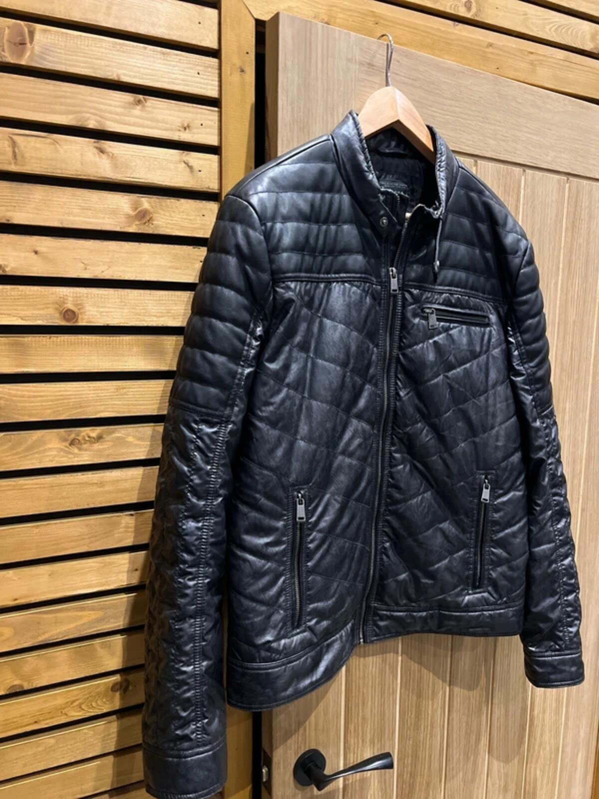 GUESS Faux Leather Quilted Biker Jacket L