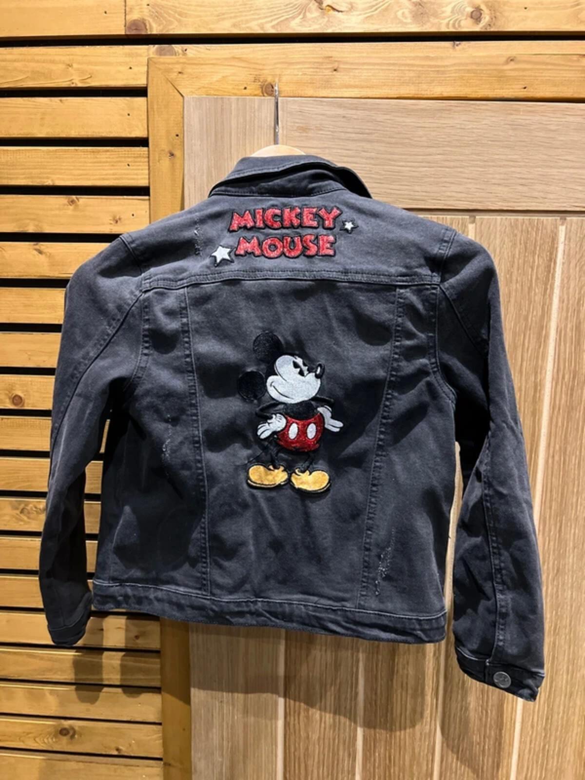 Disney Mickey Mouse Black Distressed Denim Jacket 8-9Y