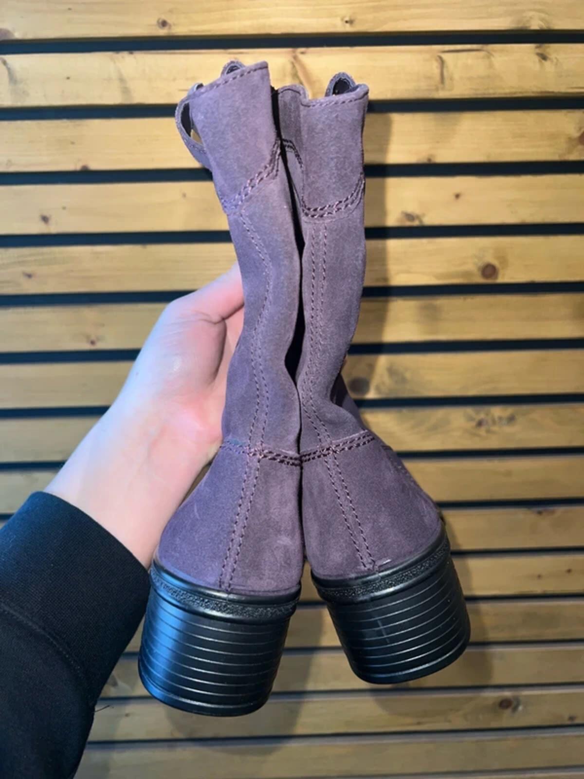 Hotter Purple Suede Heeled Boots UK5 NEW