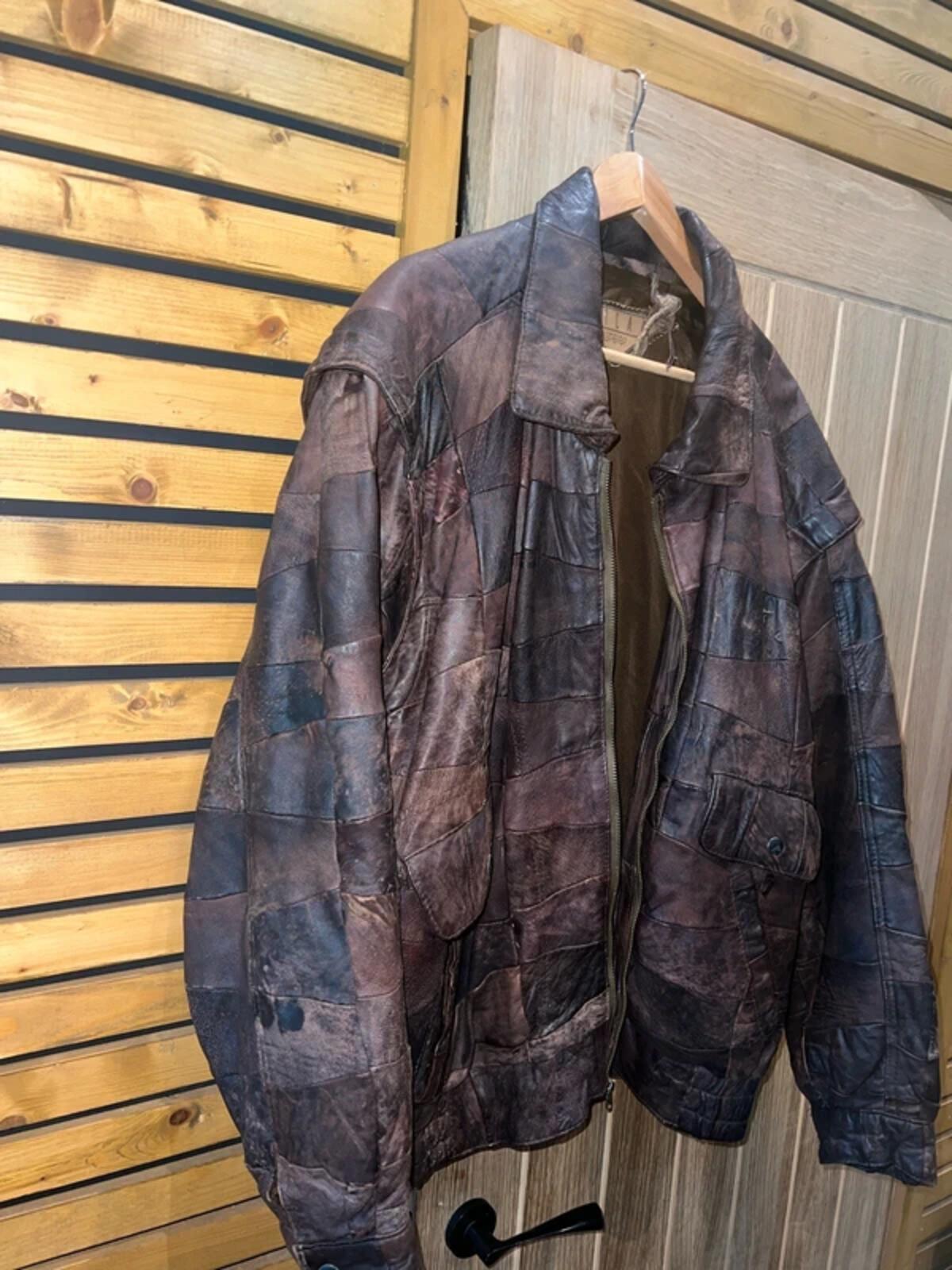 Vintage 1980’s Milan Brown Patchwork Leather Bomber Jacket XL