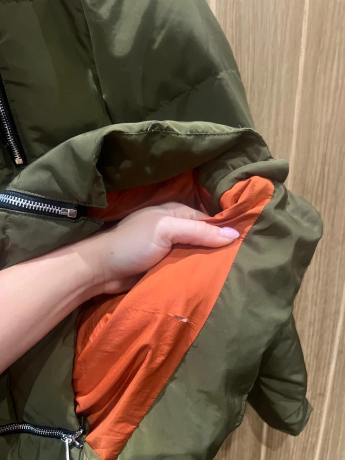 Zara Khaki Down Puffer Hooded Coat XS