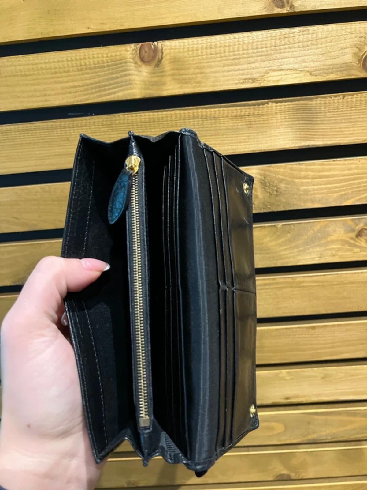 Vintage Mulberry Black Grained Leather Continental Purse Wallet