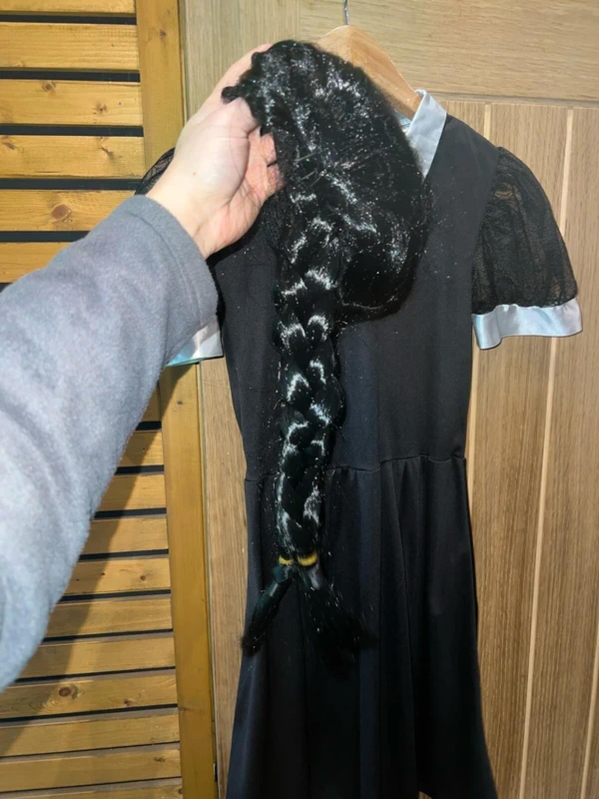 Wednesday Addams Halloween Fancy Dress Costume & Wig 13-14Y
