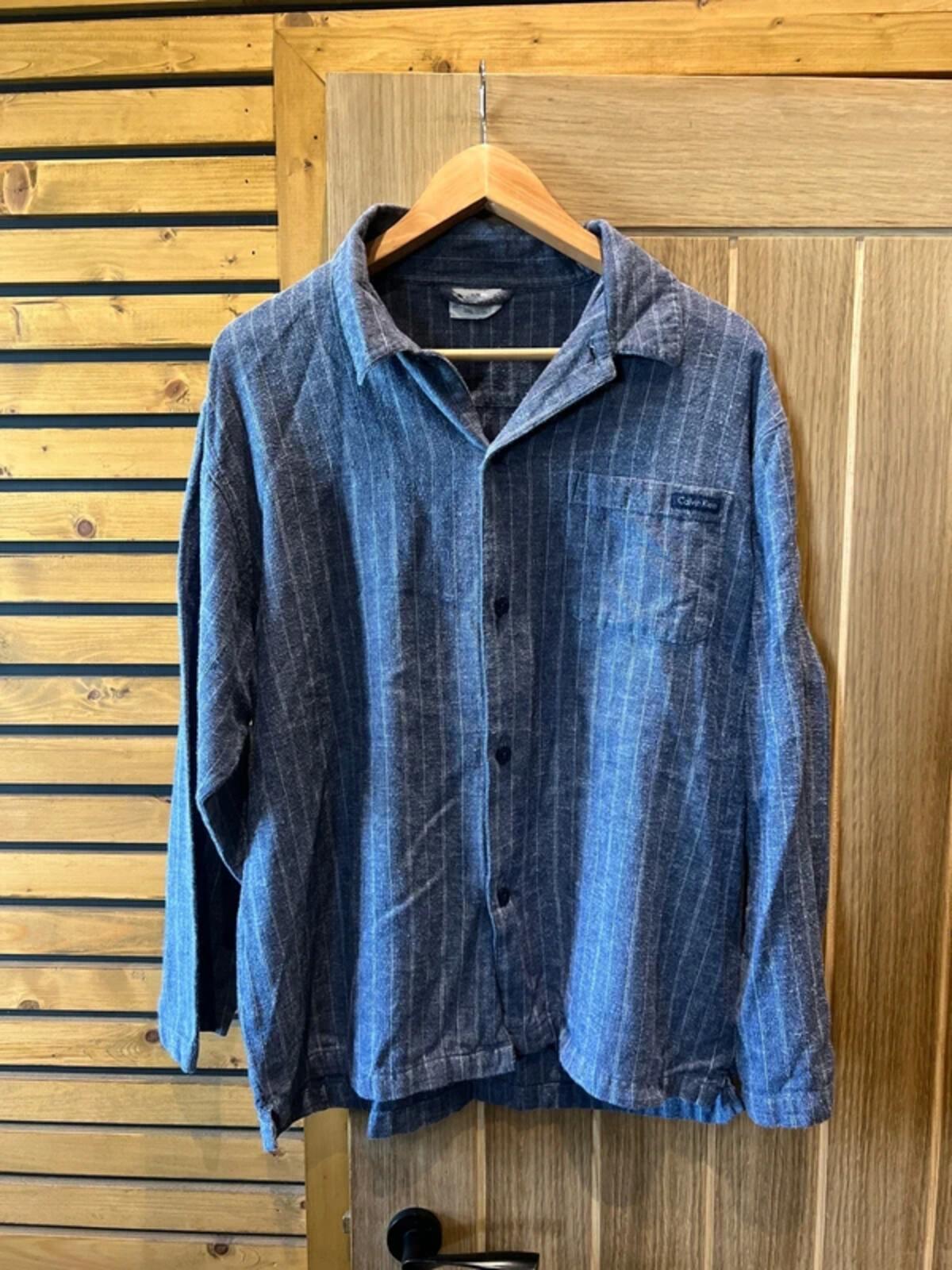 Calvin Klein Blue Striped Long Sleeve Shirt M