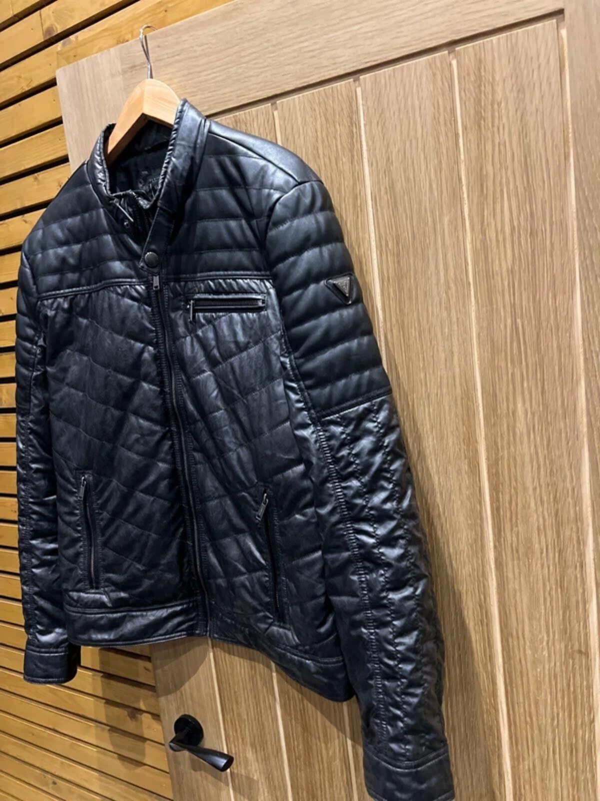 GUESS Faux Leather Quilted Biker Jacket L