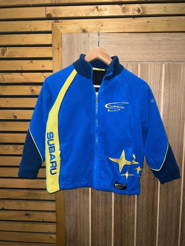 Vintage Subaru Racing Blue Fleece Jacket 9-11Y