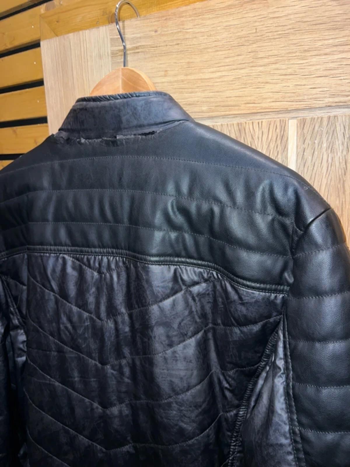 GUESS Faux Leather Quilted Biker Jacket L