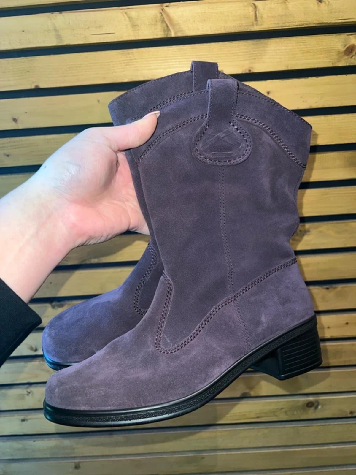 Hotter Purple Suede Heeled Boots UK5 NEW