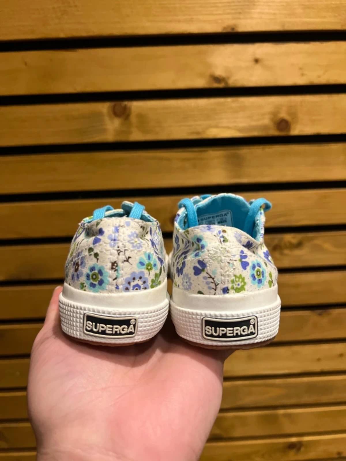 Superga Blue Floral Canvas Trainers UK7.5