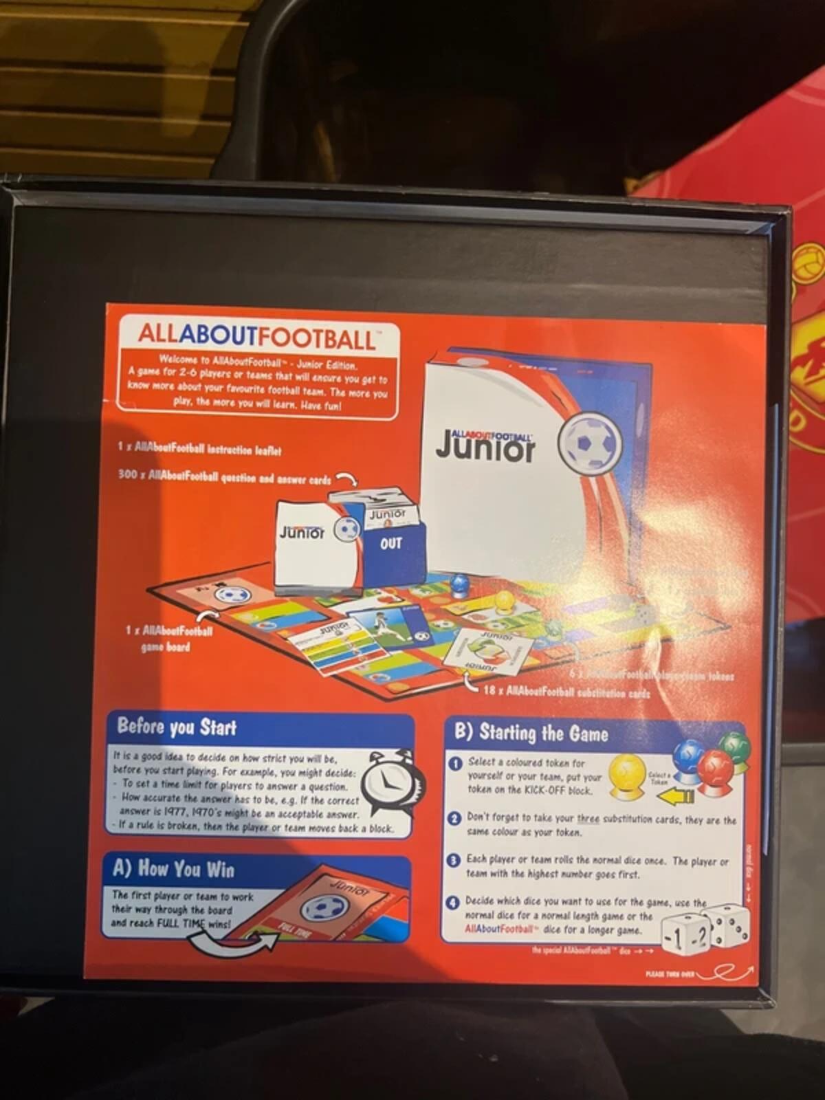 Manchester United Vintage 2006 All About Football Junior Trivia Board Game