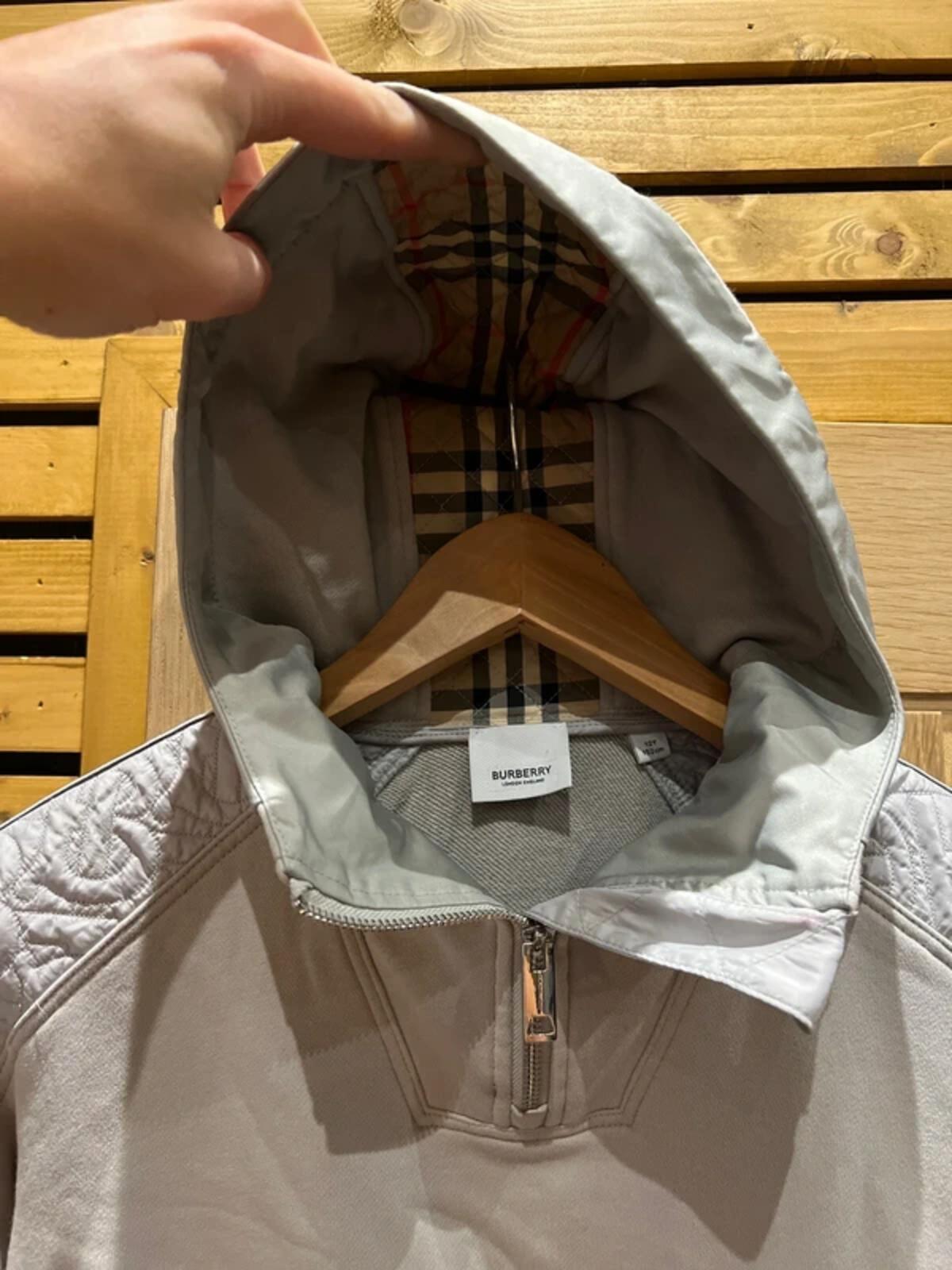 Burberry Stone Quilted 1/4 Zip Hoodie 12Y