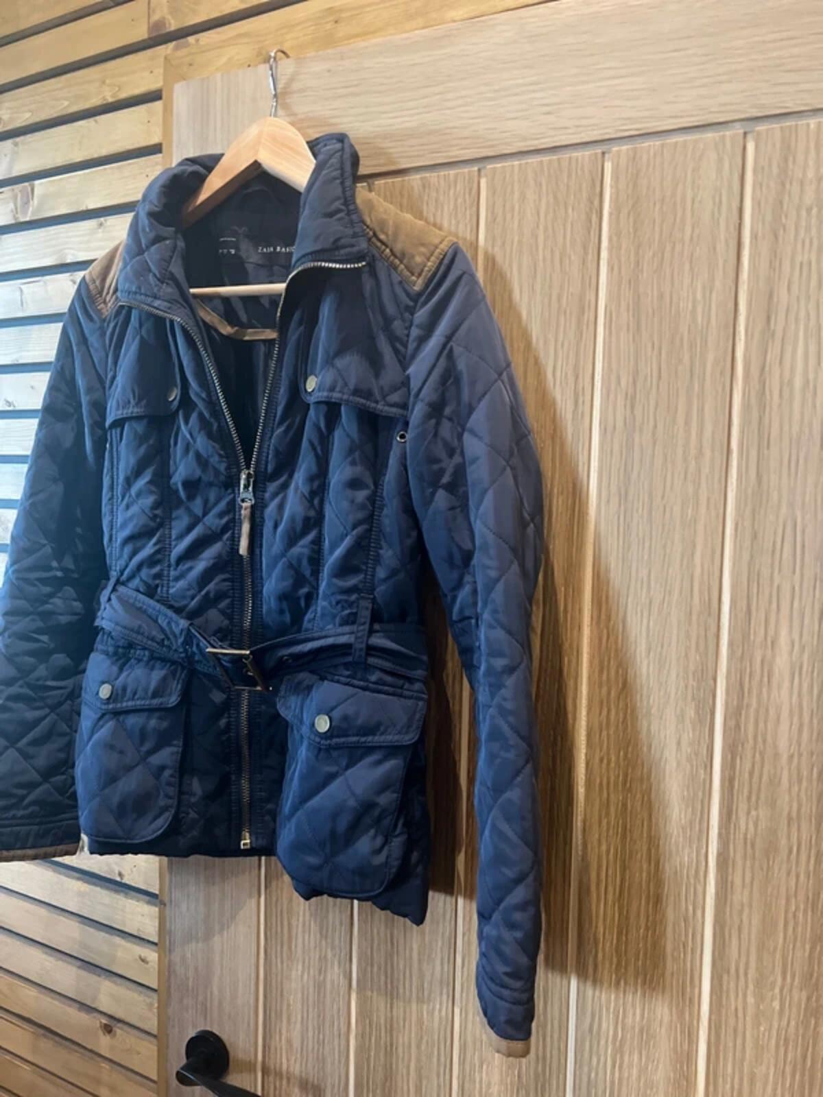 Zara Navy Diamond Quilted Jacket M