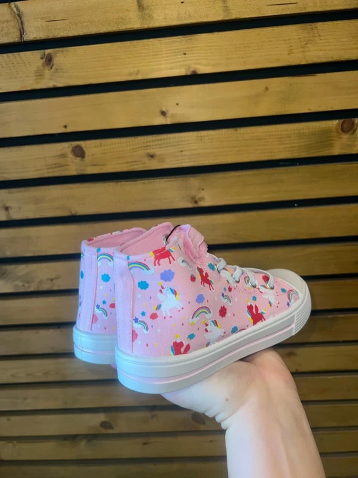 Unicorn Print Pink Mid Trainers UK12 NEW