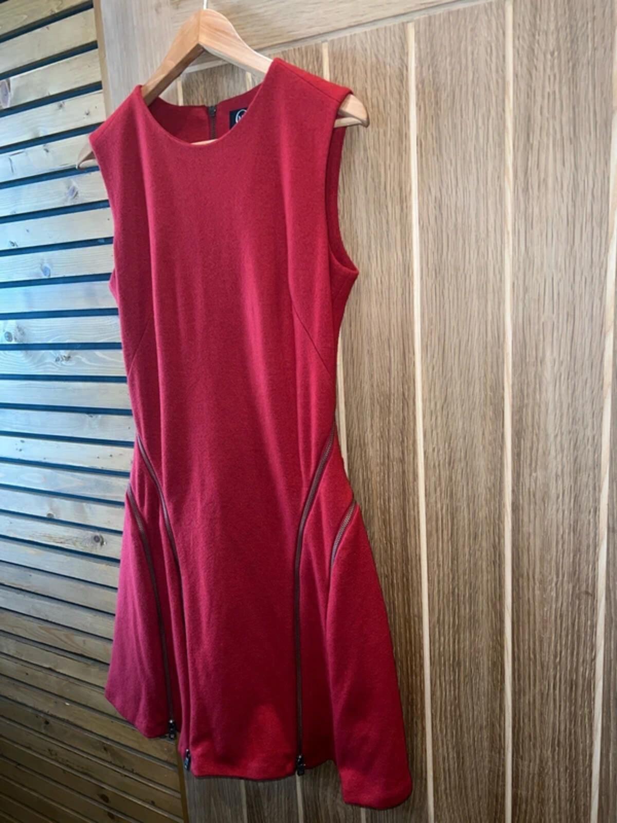 Alexander McQueen Red Wool Zipper Dress 14