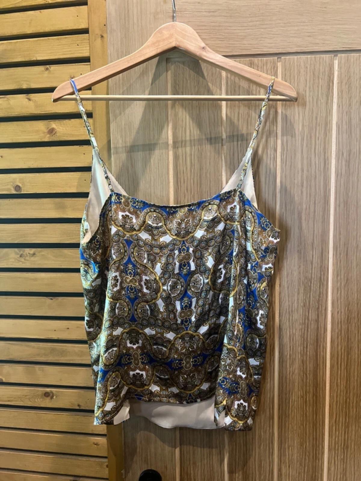 L’Agence Patterned Silk Cami Vest Top M